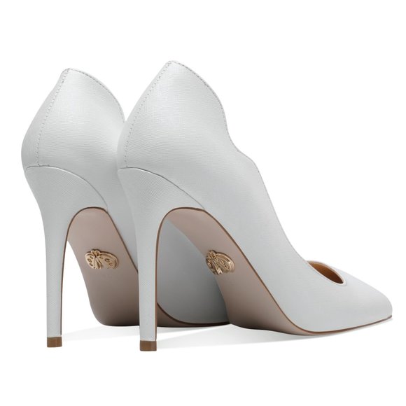 Petit Cadeau Lavinia - Sexy Slip on Pumps with 4" Heels. White La Croisee. NEW! - Picture 3 of 7